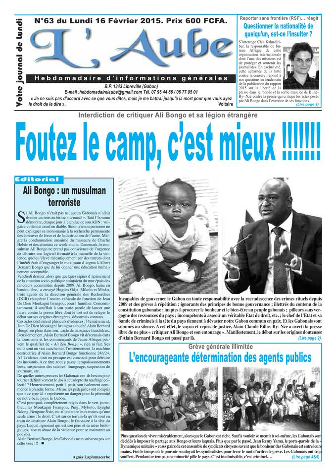 L'Aube 16 février 2015 L'Aube N°63 du 16 février 2015 à télécharger sur iPad