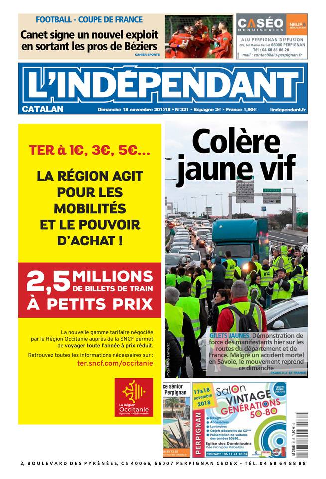 L'Indépendant 18 novembre 2018 L'Indépendant du 18 novembre 2018 à télécharger sur iPad