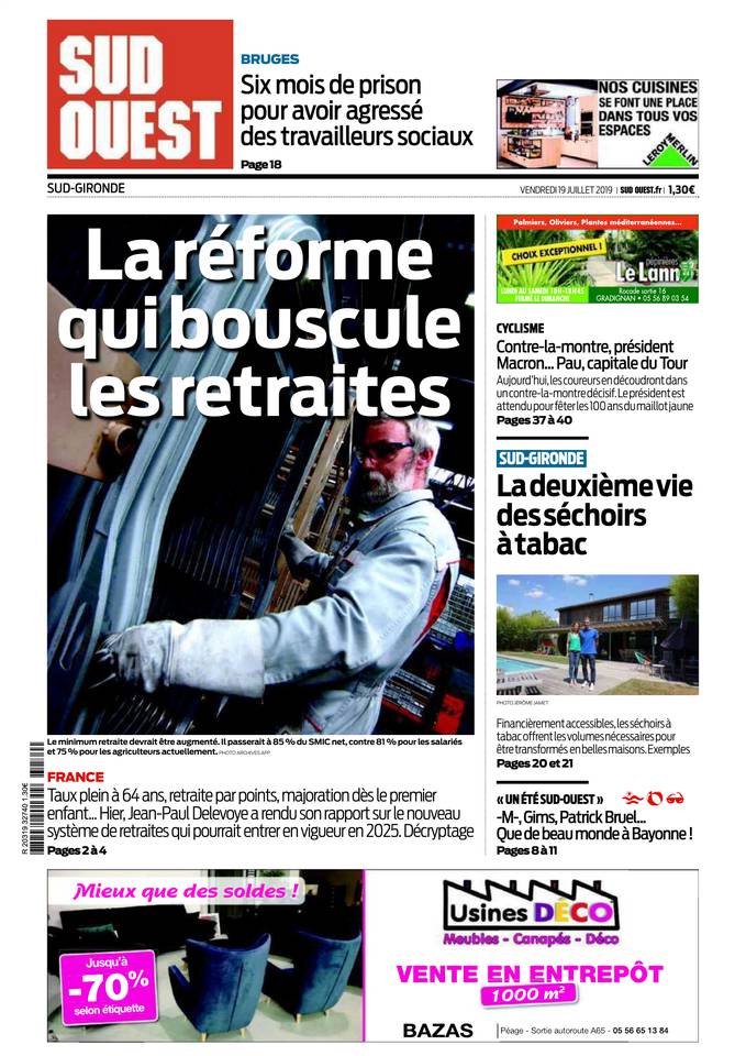 Sud Ouest 19 juillet 2019 Abonnement Sud Ouest Pas Cher avec BOUQUET INFO ePresse.fr