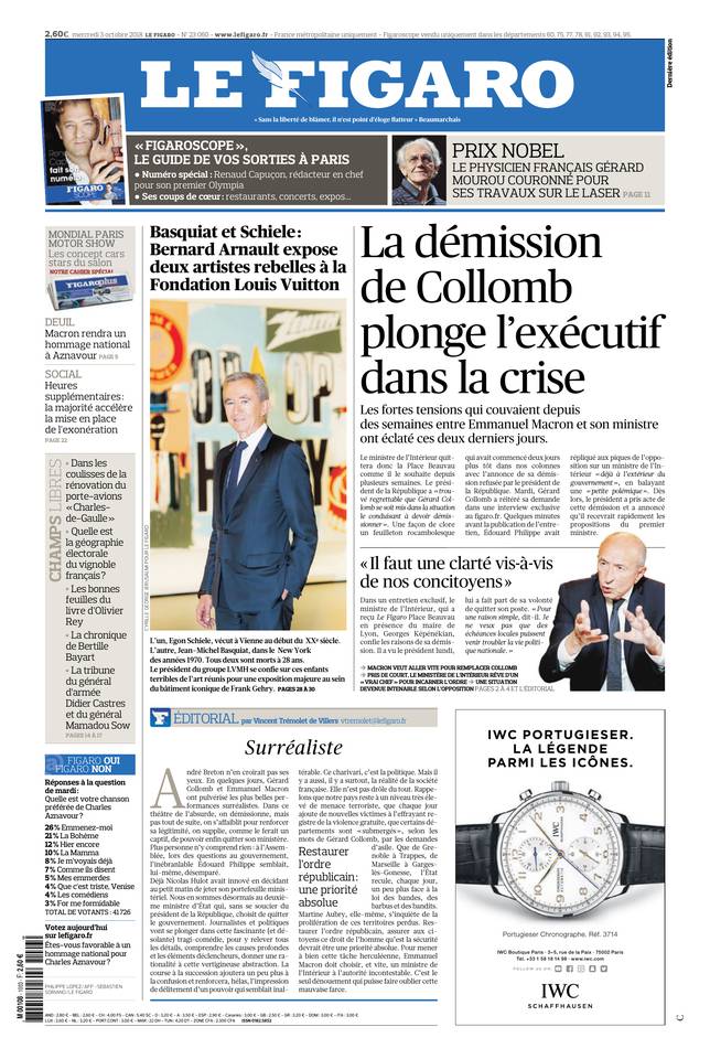Le Figaro 03 octobre 2018 Le Figaro du 03 octobre 2018 à télécharger sur iPad