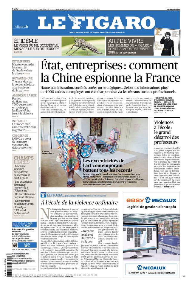 Le Figaro 23 octobre 2018 Le Figaro du 23 octobre 2018 à télécharger sur iPad