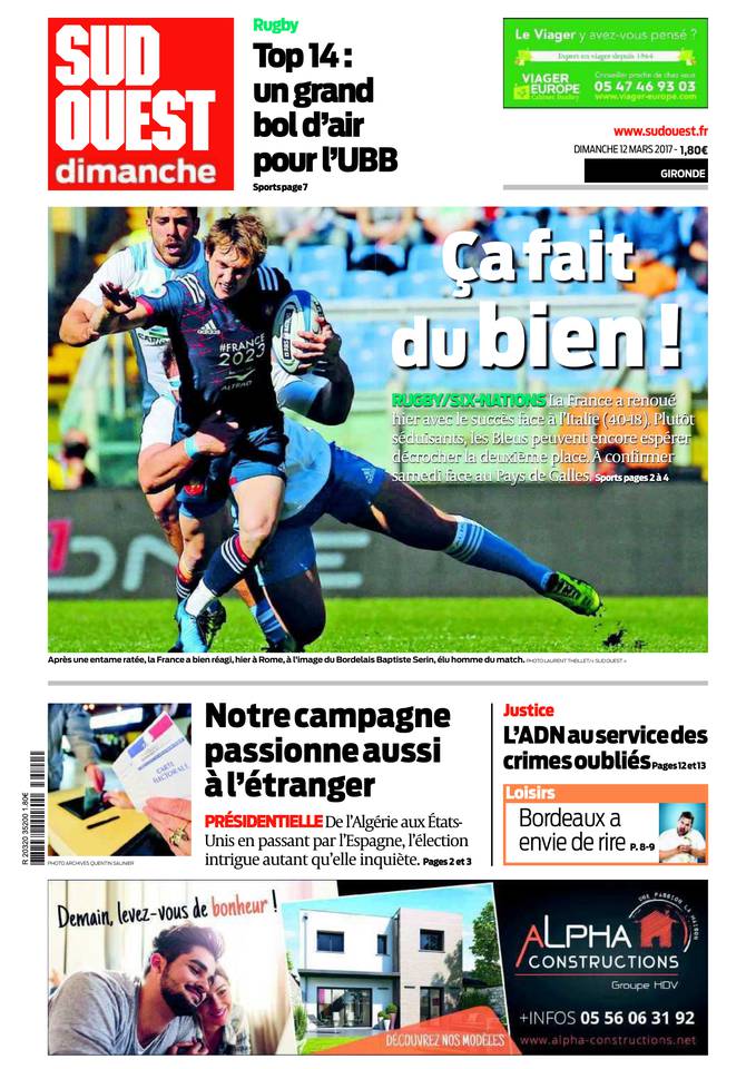 Sud Ouest Dimanche 12 mars 2017 Sud Ouest Dimanche du 12 mars 2017 à télécharger sur iPad