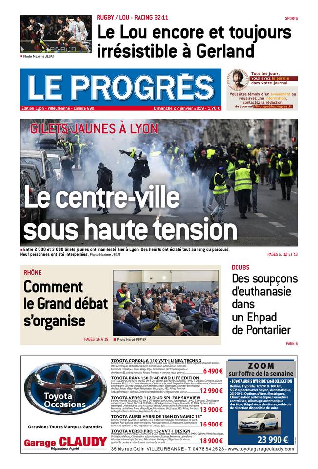 Le ProgrÃ¨s - Edition de Lyon â Villeurbanne- Caluire du 27 janvier 2019