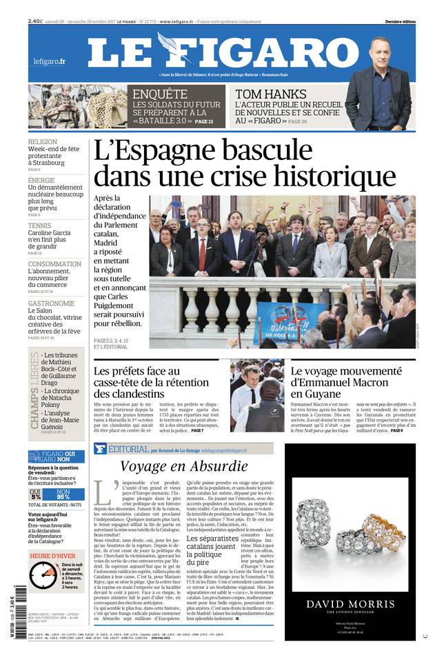 Le Figaro 28 octobre 2017 Le Figaro du 28 octobre 2017 à télécharger sur iPad