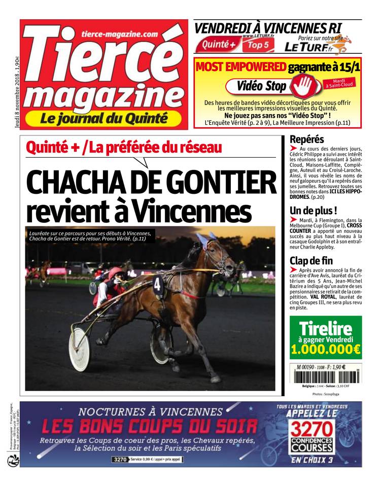 Tiercé Magazine 08 novembre 2018 Tiercé Magazine du 08 novembre 2018 à télécharger sur iPad