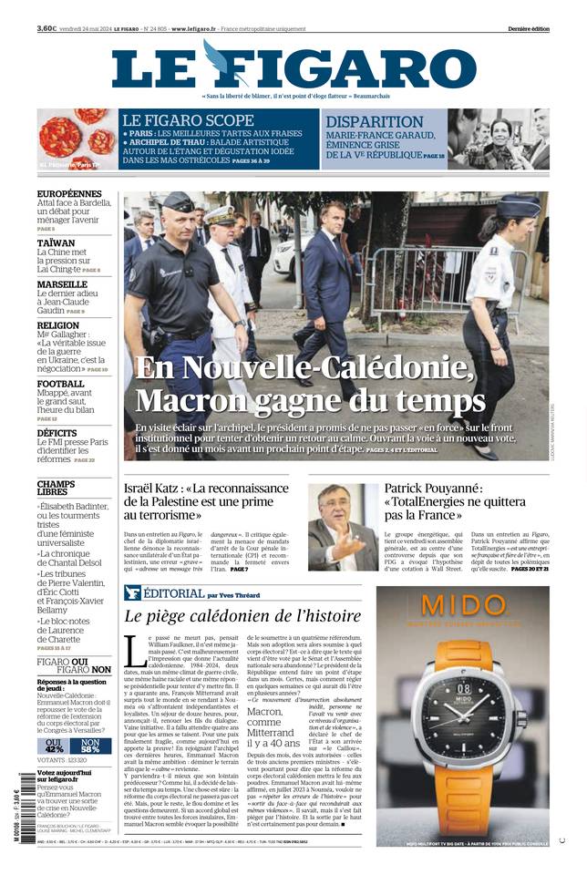Le Figaro Une du 24 mai 2024
