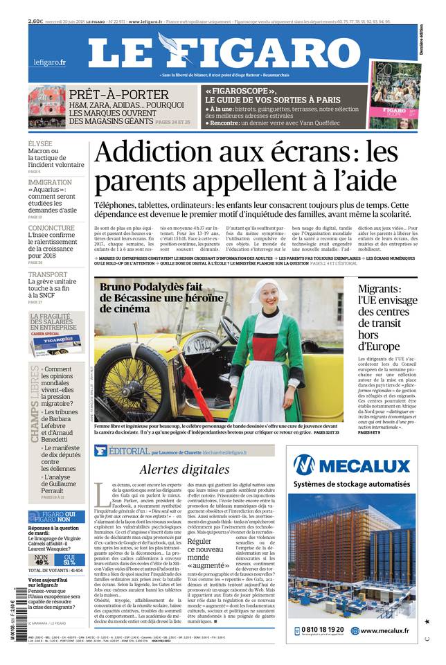 Le Figaro 20 juin 2018 Abonnement Le Figaro Pas Cher avec le BOUQUET INFO ePresse.fr