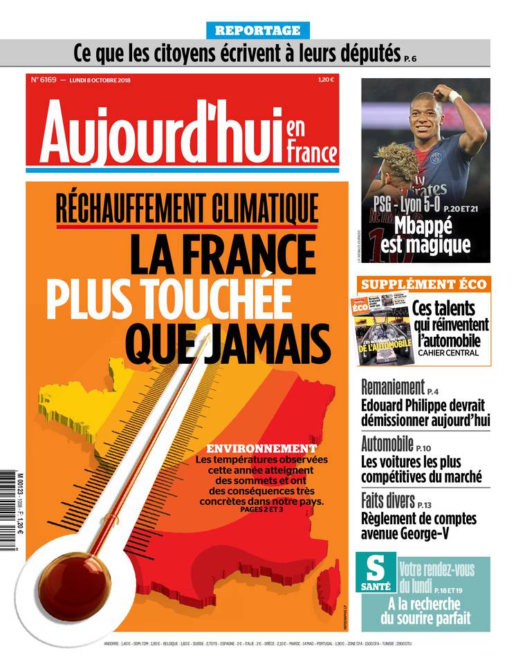 Aujourd'hui en France 08 octobre 2018 Aujourd'hui en France du 08 octobre 2018 à télécharger sur iPad