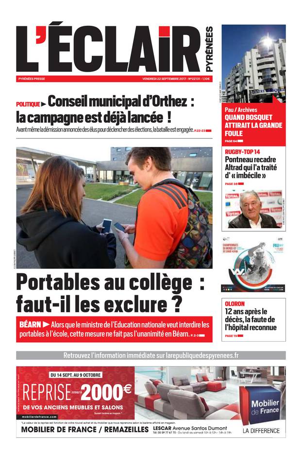 L'Éclair des Pyrénées 22 septembre 2017 Abonnement L'Éclair des Pyrénées Pas Cher avec le BOUQUET ePresse.fr
