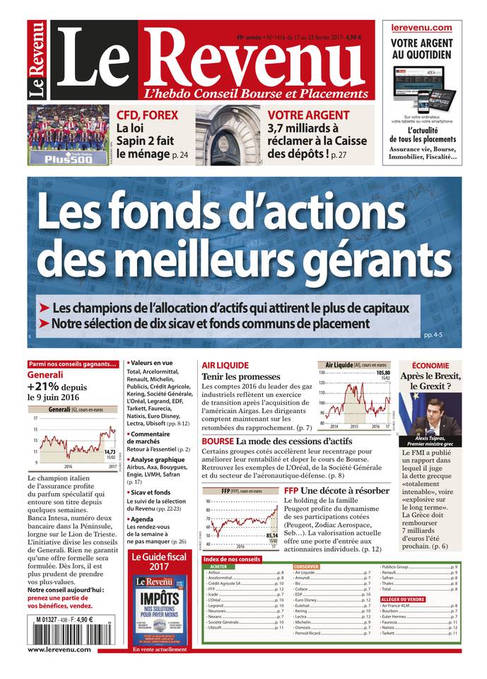 Le Revenu 16 février 2017 Le Revenu N°1416 du 16 février 2017 à télécharger sur iPad