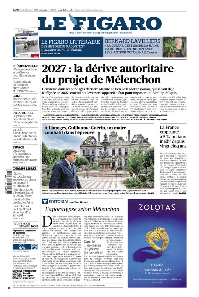 Le Figaro Une du 22 octobre 2026