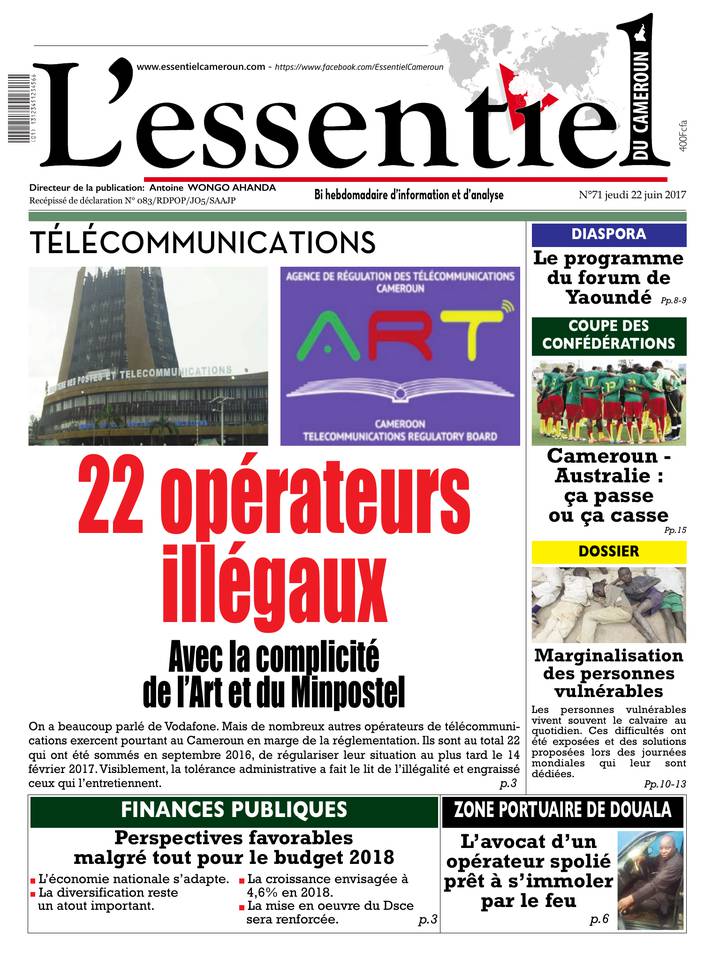 L'essentiel du Cameroun 22 juin 2017 L'essentiel du Cameroun 22 juin 2017