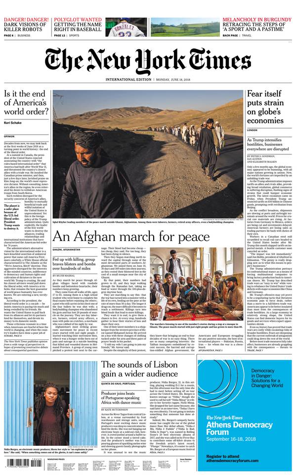 International New York Times 18 juin 2018 Abonnement International NY Times Pas Cher avec le BOUQUET ePresse.fr