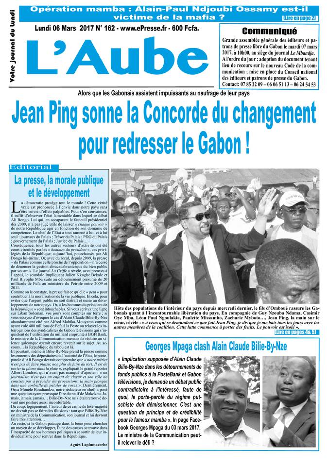 L'Aube 06 mars 2017 L'Aube N°162 du 06 mars 2017 à télécharger sur iPad