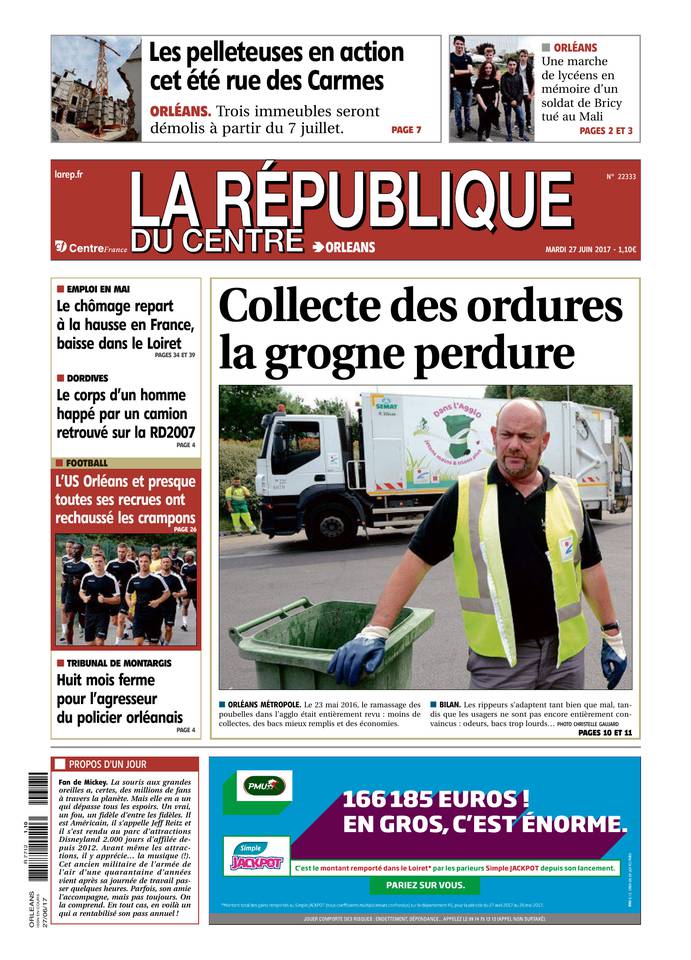La République du Centre 27 juin 2017 Abonnement République du Centre Pas Cher avec le BOUQUET ePresse.fr