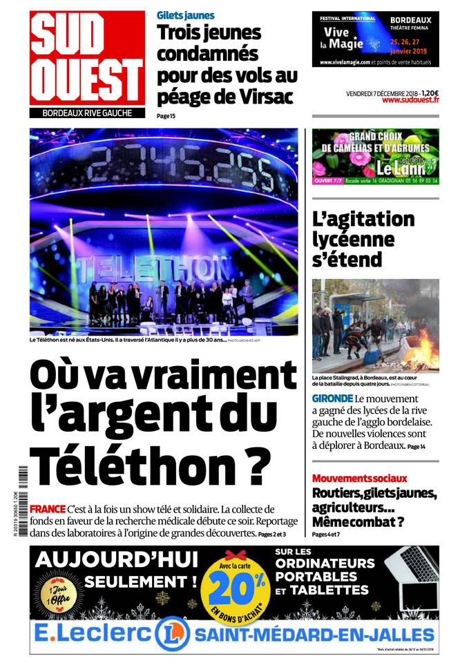 Sud Ouest 07 décembre 2018 Sud Ouest du 07 décembre 2018 à télécharger sur iPad