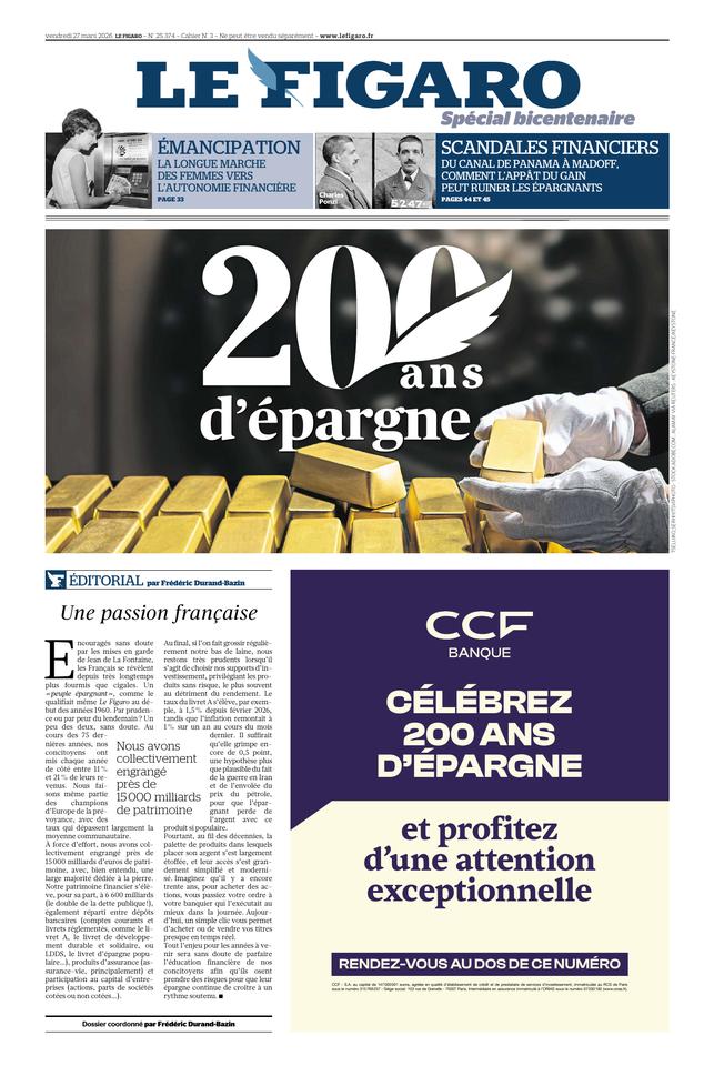 200 ans du Figaro Une du 27 mars 2026