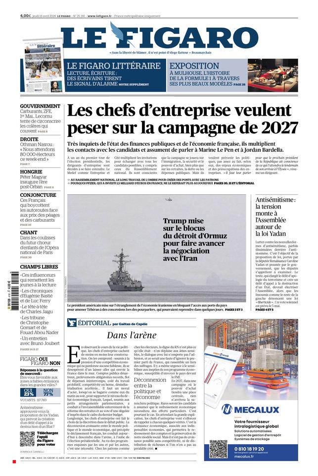Le Figaro Une du 16 avril 2026