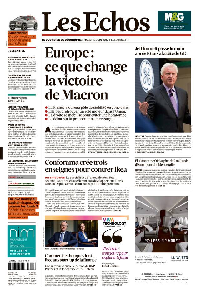 Les Echos 13 juin 2017 Les Echos du 13 juin 2017 à télécharger sur iPad