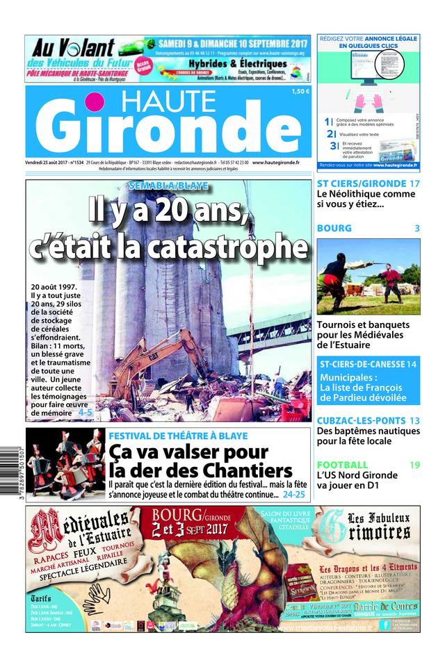 Haute Gironde 25 août 2017 Haute Gironde du 25 août 2017 à télécharger sur iPad