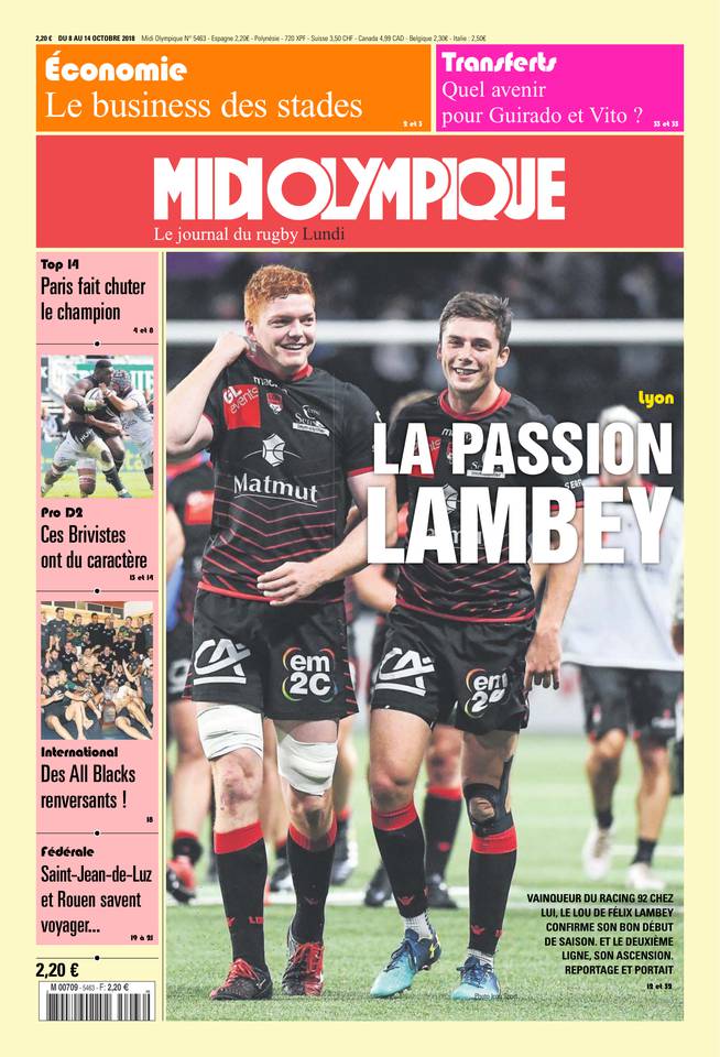 Midi Olympique Rouge 08 octobre 2018 Midi Olympique Rouge N°5463 du 08 octobre 2018 à télécharger sur iPad