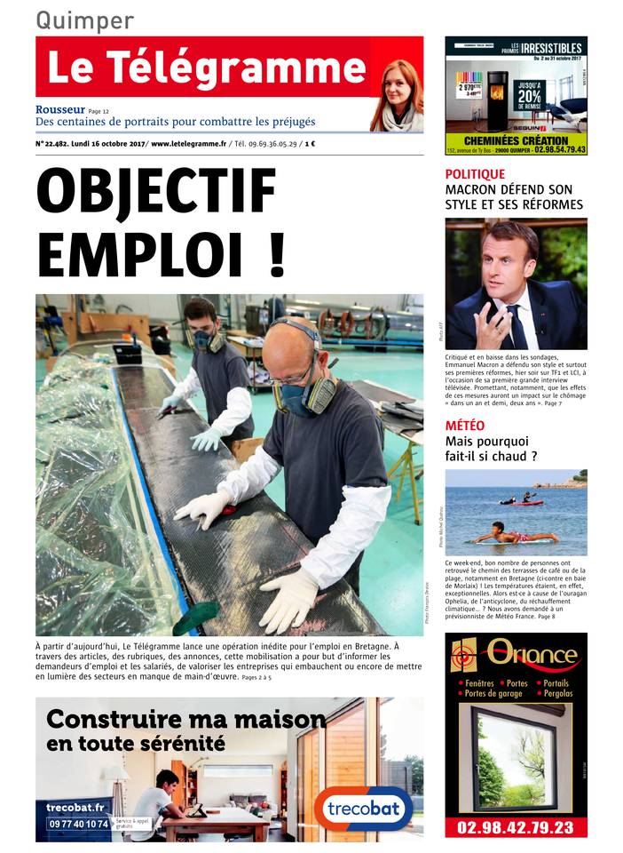 Le Télégramme 16 octobre 2017 Abonnement Le Télégramme Pas Cher avec BOUQUET INFO ePresse.fr