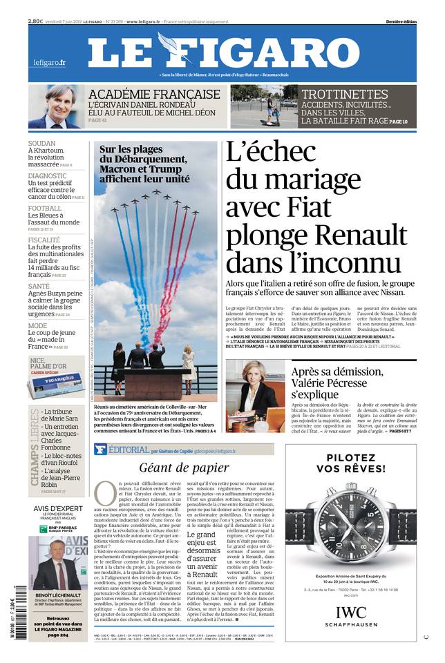 Le Figaro 07 juin 2019 Le Figaro du 07 juin 2019 à télécharger sur iPad