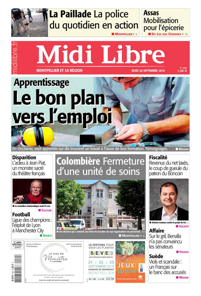 Midi Libre 20 septembre 2018 Abonnement à Midi Libre Pas Cher avec le BOUQUET INFO ePresse.fr