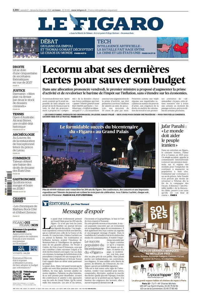 Le Figaro Portada del 17 de enero de 2026