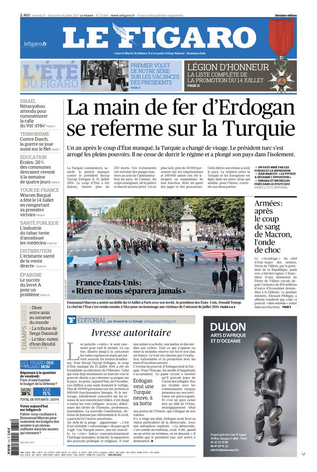 Le Figaro 15 juillet 2017 Le Figaro du 15 juillet 2017 à télécharger sur iPad