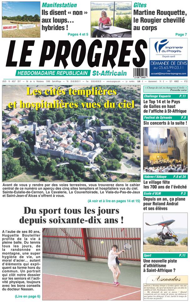 Le Progrès Saint-Affricain 10 août 2017 Le Progrès Saint-Affricain du 10 août 2017 à télécharger sur iPad