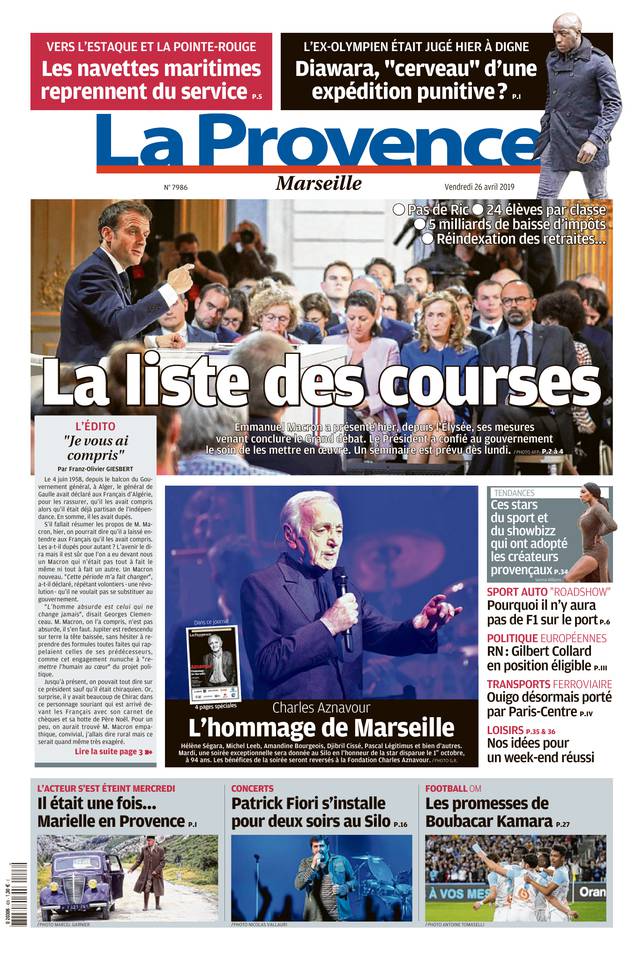 La Provence 26 avril 2019 La Provence - La Provence édition Marseille du 26 avril 2019