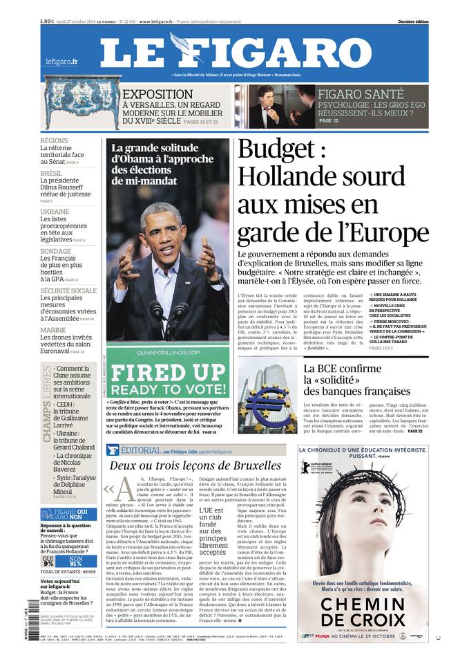 Le Figaro 27 octobre 2014 Le Figaro du 27 octobre 2014 à télécharger sur iPad