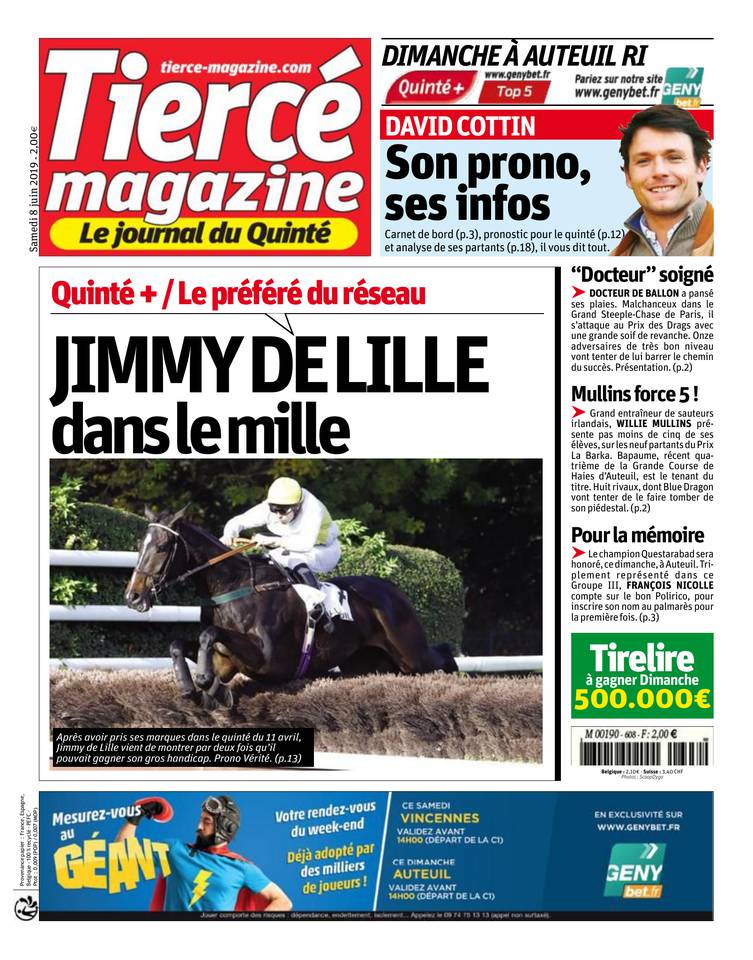 Tiercé Magazine 08 juin 2019 Tiercé Magazine du 08 juin 2019 à télécharger sur iPad