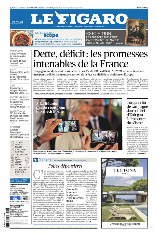 Le Figaro Une du 12 mai 2023