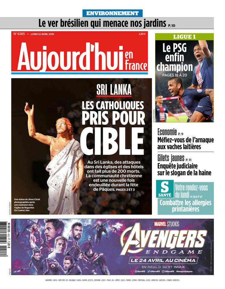 Aujourd'hui en France 22 avril 2019 Aujourd'hui en France du 22 avril 2019 à télécharger sur iPad