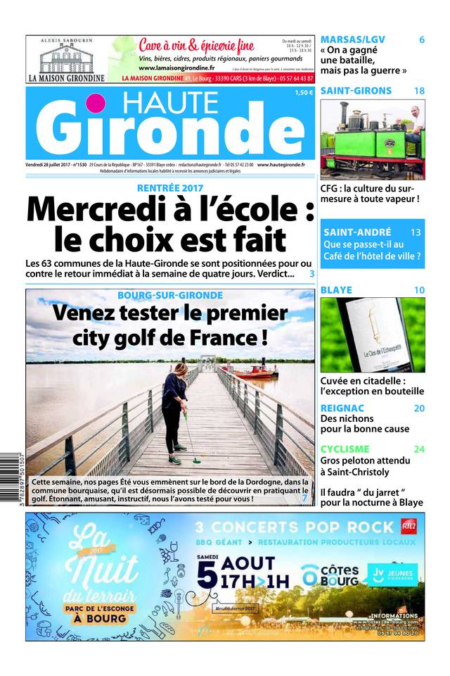 Haute Gironde 28 juillet 2017 Haute Gironde du 28 juillet 2017 à télécharger sur iPad
