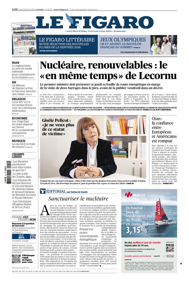 Le Figaro Une du 12 février 2026