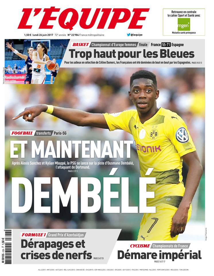 L'Équipe 26 juin 2017 Abonnement à L'Équipe Pas Cher avec le BOUQUET SPORT ePresse.fr