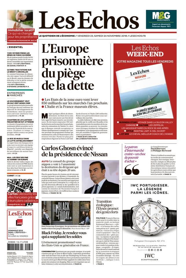 Les Echos 23 novembre 2018 Les Echos du 23 novembre 2018 à télécharger sur iPad
