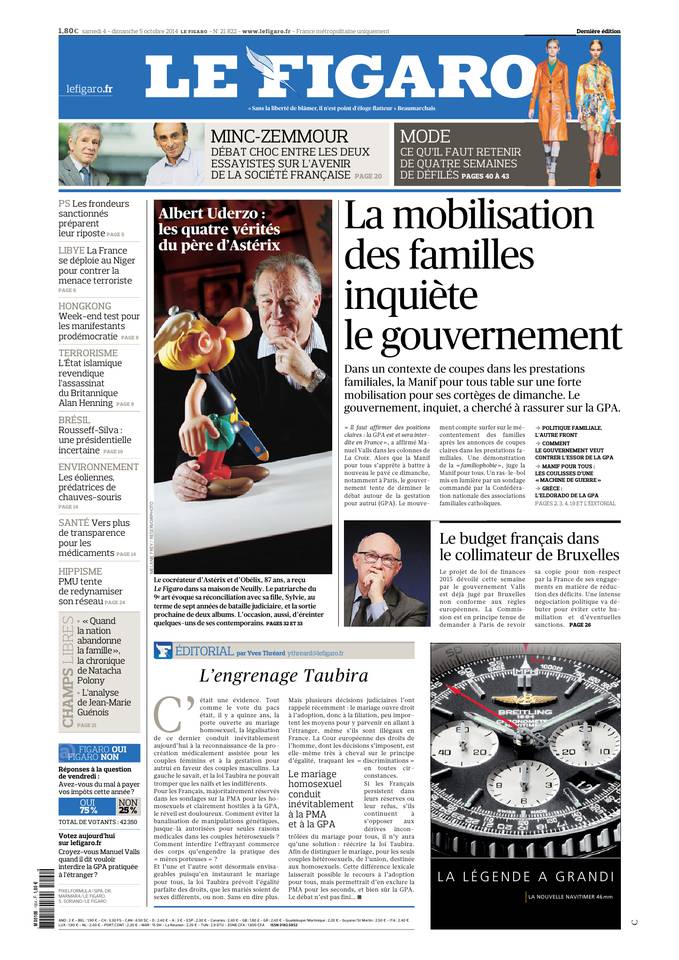 Le Figaro 04 octobre 2014 Le Figaro du 04 octobre 2014 à télécharger sur iPad