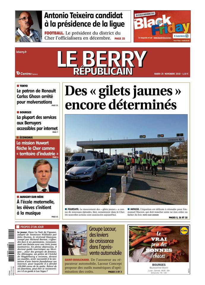 Le Berry Républicain 20 novembre 2018 Abonnement Berry Républicain Pas Cher avec le BOUQUET ePresse.fr