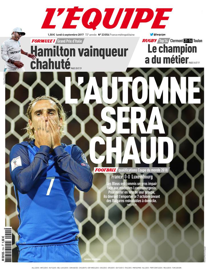 L'Équipe 04 septembre 2017 L'Équipe du 04 septembre 2017 à télécharger sur iPad