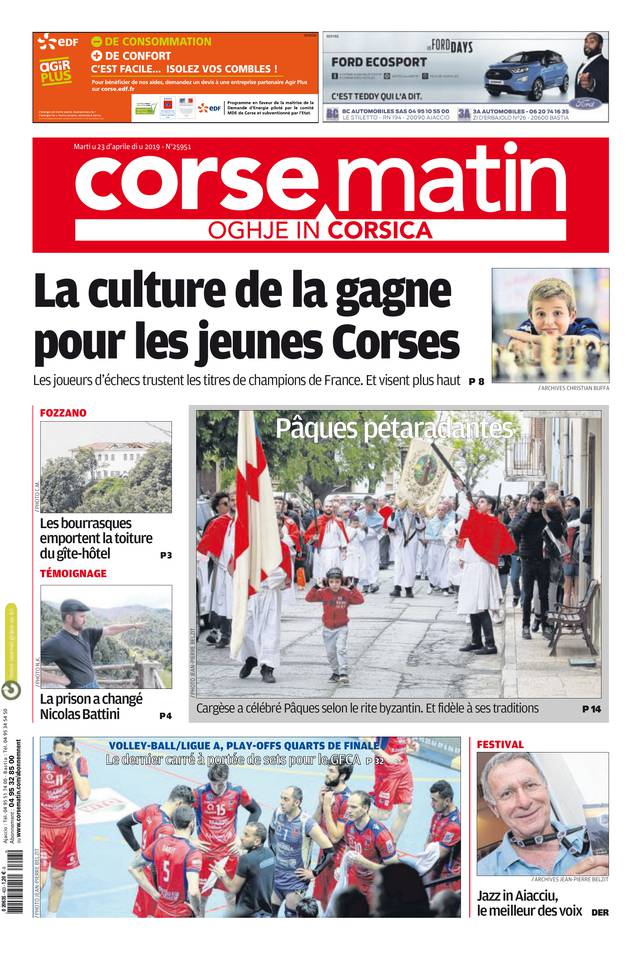 Corse Matin île 23 avril 2019 Corse Matin île du 23 avril 2019