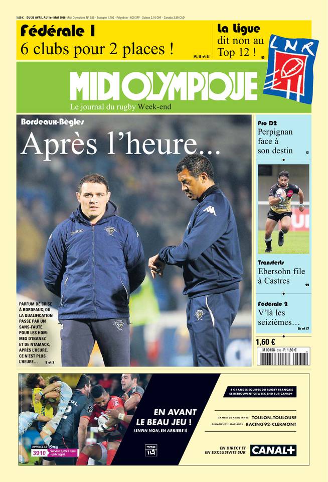 Midi Olympique Vert 29 avril 2016 Midi Olympique Vert du 29 avril 2016 à télécharger sur iPad