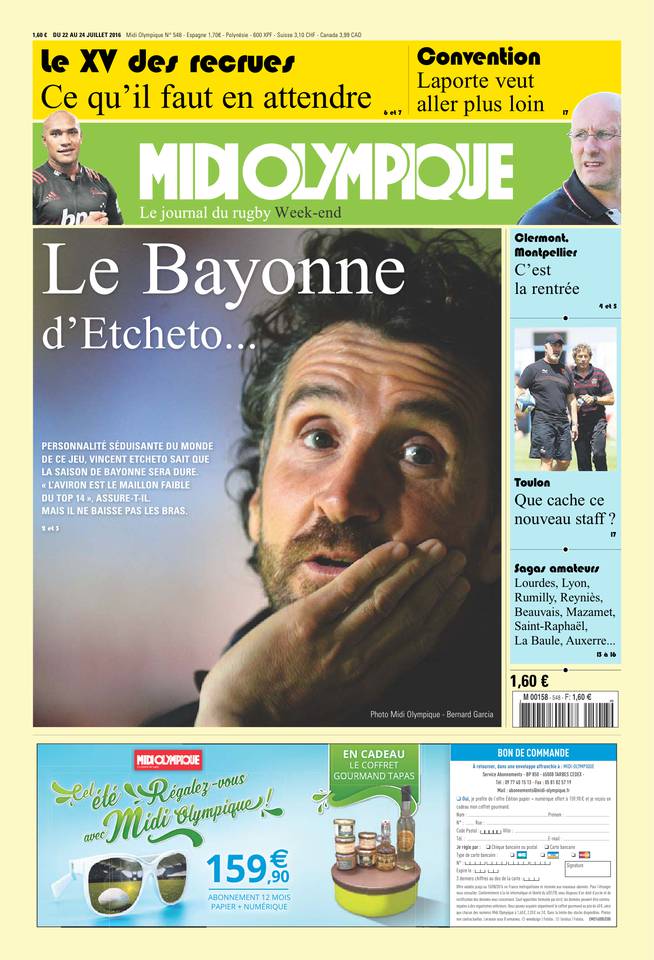 Midi Olympique Vert 22 juillet 2016 Midi Olympique Vert du 22 juillet 2016 à télécharger sur iPad