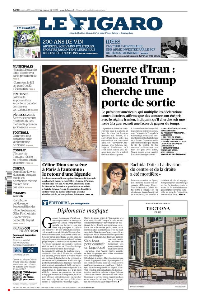 Le Figaro Une du 25 mars 2026