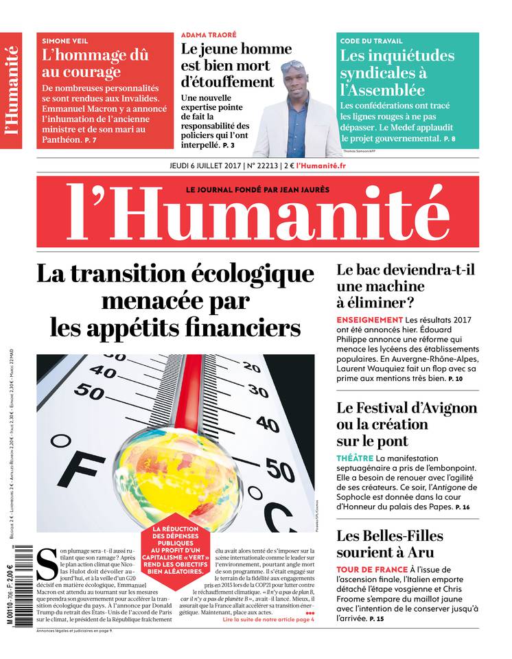 L'Humanité 06 juillet 2017 L'Humanité du 06 juillet 2017 à télécharger sur iPad
