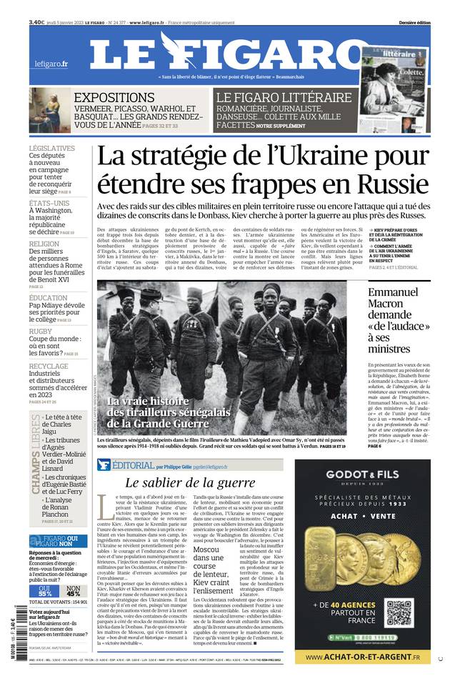 Le Figaro Une du 5 janvier 2023