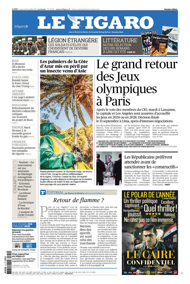 Le Figaro 12 juillet 2017 Le Figaro du 12 juillet 2017 à télécharger sur iPad